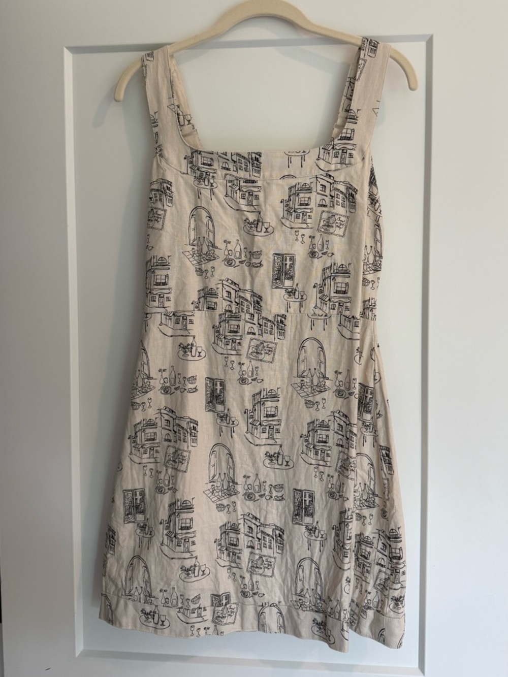 Abercrombie Cream Printed Square-Neck Sundress